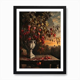 Baroque Floral Still Life Bleeding Hearts Dicentra 1 Art Print