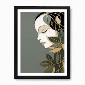 Portrait Of A Woman With Leaves 2 Art Print