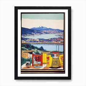 Window View Of Seoul South Korea In The Style Of Pop Art 3 Art Print