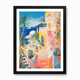 Capri   Italy Beach Club Lido Watercolour 1 Art Print