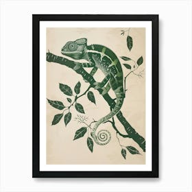 Green Jackson S Chameleon Block Print 1 Art Print