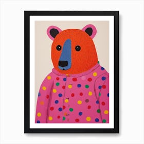 Pink Polka Dot Wombat 2 Art Print