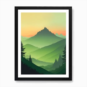 Misty Mountains Vertical Composition In Green Tone 160 Art Print