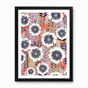 Retro Garden - Orange Art Print