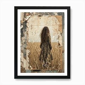 Vintage Card Design Featuring A Central Motif Of Natural Textured Hair Cascading Across An Aged Stu (2) Art Print