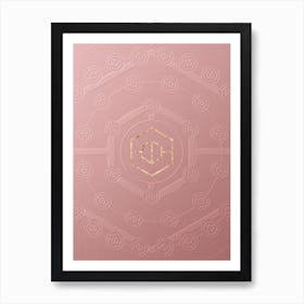 Geometric Gold Glyph on Circle Array in Pink Embossed Paper n.0036 Art Print