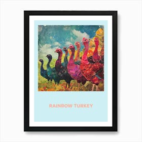 Rainbow Turkey Retro Poster 2 Art Print