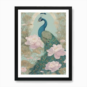 Floral Peacock Art Print