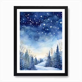 Winter Landscape Watercolor Painting 2 Art Print