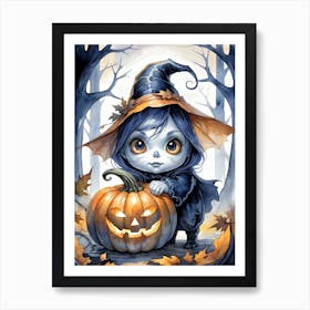 Cute Jack O Lantern Halloween Painting (19) Art Print