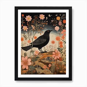 Blackbird 4 Detailed Bird Painting Art Print