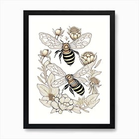 Colony Bees 1 William Morris Style Art Print