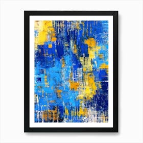 Abstract Painting, Blue And Yellow Art Print