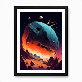 Asteroid Comic Space Space Art Print