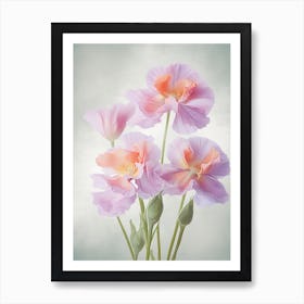 Iris Flowers Acrylic Painting In Pastel Colours 3 Art Print