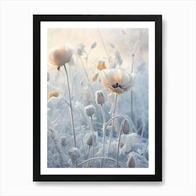 Frosty Botanical Poppy 2 Art Print