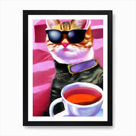 Tea Cat Art Print