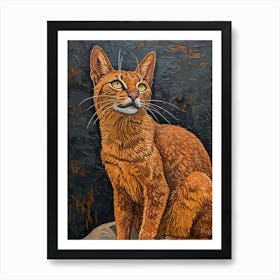 Somali Cat Relief Illustration 4 Art Print