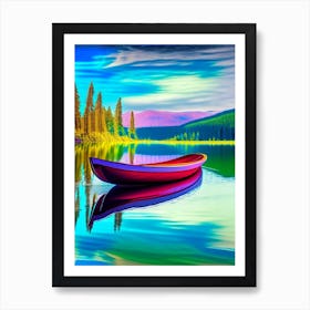 Canoe On Lake Water Waterscape Pop Art Photography 1 Art Print
