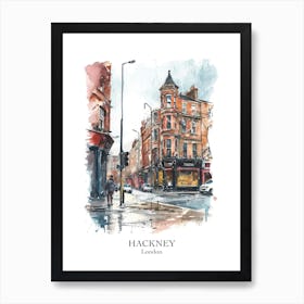 Hackney London Borough   Street Watercolour 6 Poster Art Print