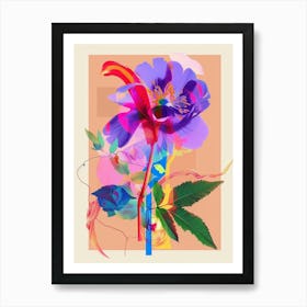 Everlasting Flower 4 Neon Flower Collage Art Print