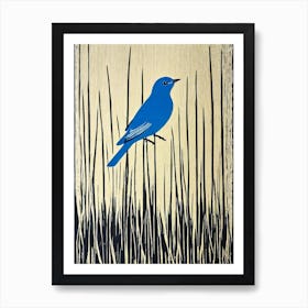 Bluebird Linocut Bird Art Print