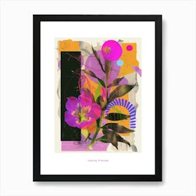 Evening Primrose 1 Neon Flower Collage Poster Art Print