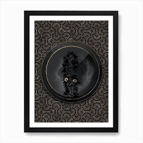 Shadowy Vintage Cuspidate Rose Botanical in Black and Gold n.0184 Art Print
