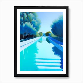 Lanes In Swimming Pool Landscapes Waterscape Marble Acrylic Painting 1 Art Print