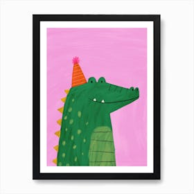 Crocodile In A Party Hat Art Print