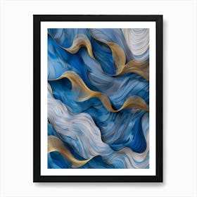 Abstract Blue And Gold Abstract Painting 1 Art Print