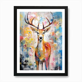 Deer Abstract Expressionism 3 Art Print