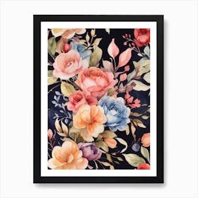 Watercolor Floral Painting Art Print
