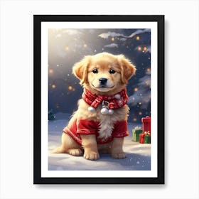 Christmas Puppy Art Print