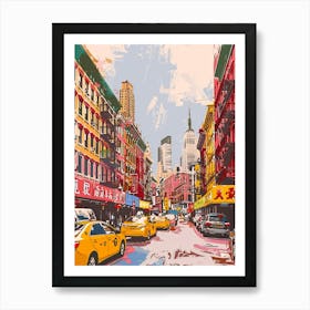 Chinatown New York Colourful Silkscreen Illustration 4 Art Print