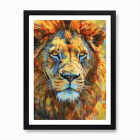 Transvaal Lion Portrait Close Up Fauvist Painting 1 Art Print