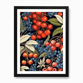 William Morris Style Christmas Botanical 1 Art Print