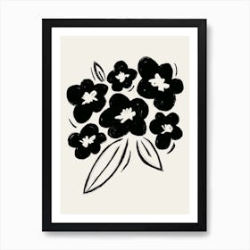 Flower Bouquet 1 Black White Art Print
