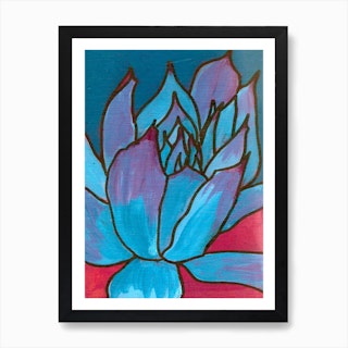 Blue Succulent Art Print