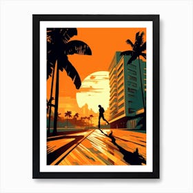 Skateboarding In Rio De Janeiro, Brazil Drawing 2 Art Print