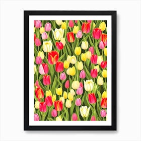 Tulips Repeat Retro Flower Art Print