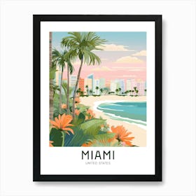 Miami, United States Maximalist Travel Poster Vibrant Colour  Art Print