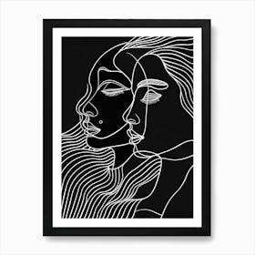 Minimalist Portrait Line Black And White Woman 6 Art Print