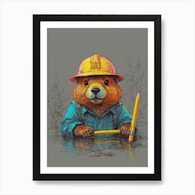 Bear In A Hard Hat Art Print