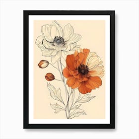 Two Poppy Flowers Art Print