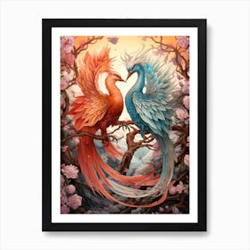 Dragon And Phoenix Illustration 11 Art Print