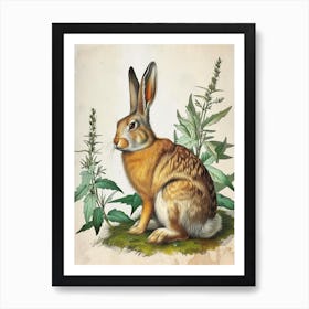 Flemish Giant Blockprint Rabbit Illustration 6 Art Print