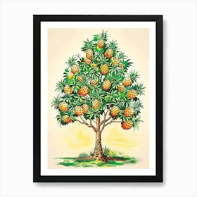 Pineapple Tree Storybook Illustration 3 Art Print