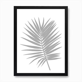 Grey Palm Leaf Large Art Print