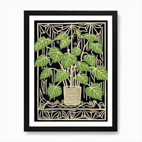 B&W Plant Illustration Philodendron 3 Art Print